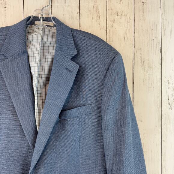 Lauren Ralph Lauren Blue Linen Blend 2 Button Single Breasted Blazer Size 42R - Picture 2 of 16